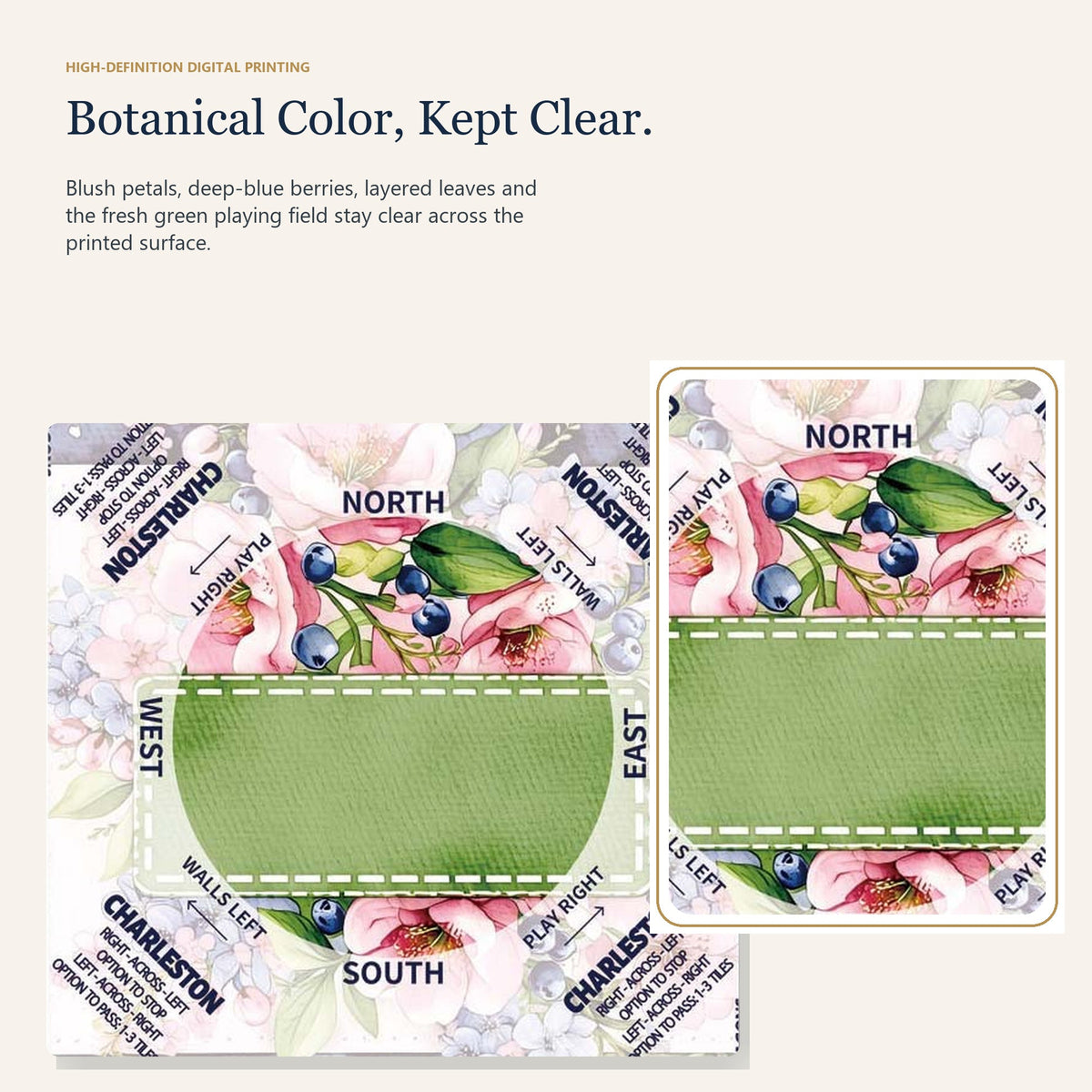 Berry Meadow American Mah Jongg mat — print detail