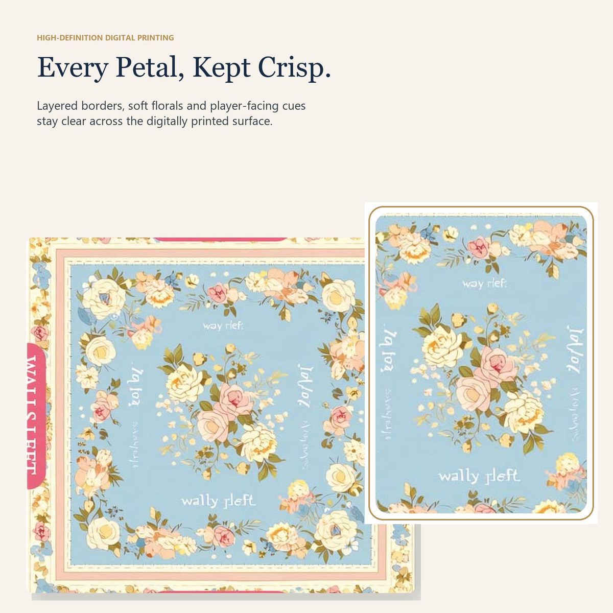 Powder Blue Rose American Mah Jongg mat — print detail
