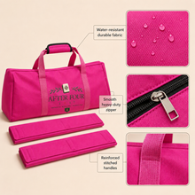 Barbie Pink AFTER FOUR three-piece Mah Jongg carry bag set showing material, zipper and handle construction details