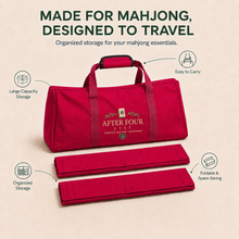 Burgundy AFTER FOUR three-piece Mah Jongg carry bag set showing the core storage features