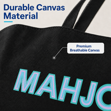 Black canvas American Mah Jongg carrying bag — canvas detail