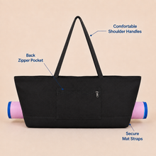 Black canvas American Mah Jongg carrying bag — back zipper details