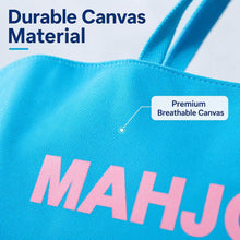 Blue canvas American Mah Jongg carrying bag — canvas detail