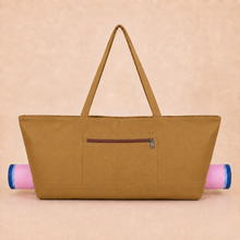 Brown canvas American Mah Jongg carrying bag — back view