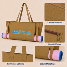 Brown canvas American Mah Jongg carrying bag — construction details