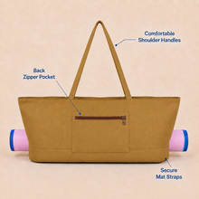 Brown canvas American Mah Jongg carrying bag — back zipper details