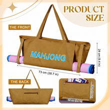 Brown canvas American Mah Jongg carrying bag — product size overview