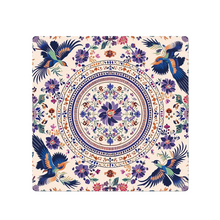 Crane Medallion American Mah Jongg mat shown flat from above with the complete design and all four edges visible