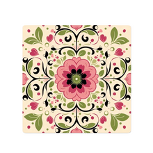 Folk Bloom American Mah Jongg mat shown flat from above with the complete design and all four edges visible