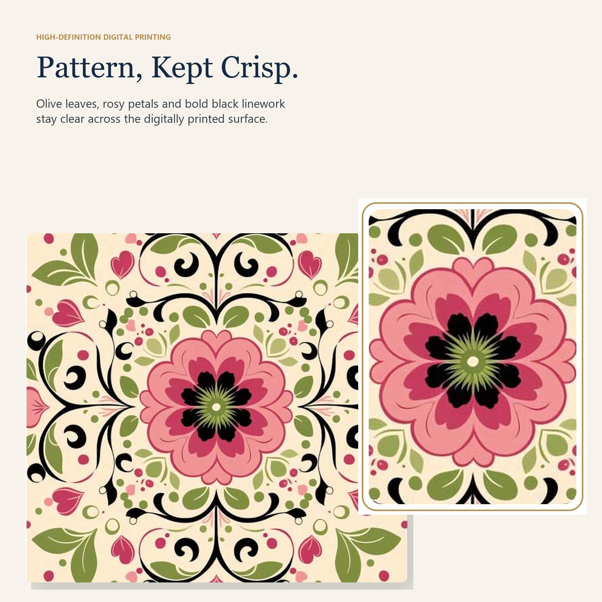 Folk Bloom American Mah Jongg mat — print detail