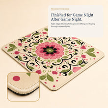 Folk Bloom American Mah Jongg mat — stitched edge