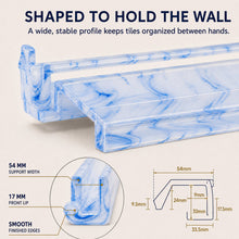 Glacier Blue American Mah Jongg rack and pusher set — profile and measurements
