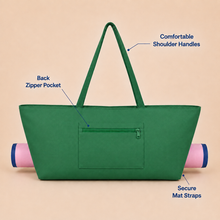 Green canvas American Mah Jongg carrying bag — back zipper details