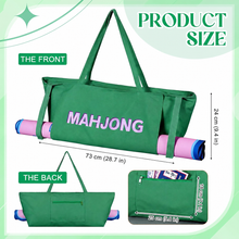 Green canvas American Mah Jongg carrying bag — product size overview