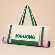 Green & Ivory canvas American Mah Jongg carrying bag — front product view