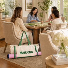 Green & Ivory canvas American Mah Jongg carrying bag — at game night