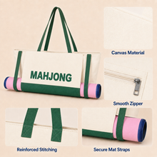 Green & Ivory canvas American Mah Jongg carrying bag — construction details