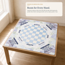 Hydrangea Check American Mah Jongg mat — game-night lifestyle