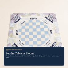 Hydrangea Check American Mah Jongg mat — closing brand image