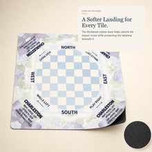 Hydrangea Check American Mah Jongg mat — cushioned rubber base