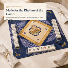 Navy Fern American Mah Jongg mat — game-night lifestyle
