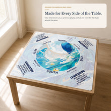 Peacock Tide American Mah Jongg mat — game-night lifestyle