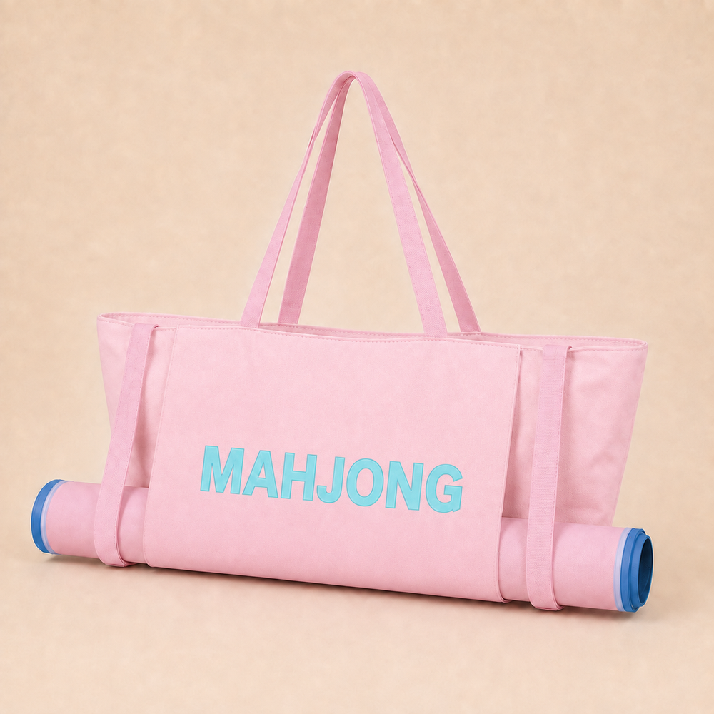 Soft Pink canvas American Mah Jongg carrying bag — front product view