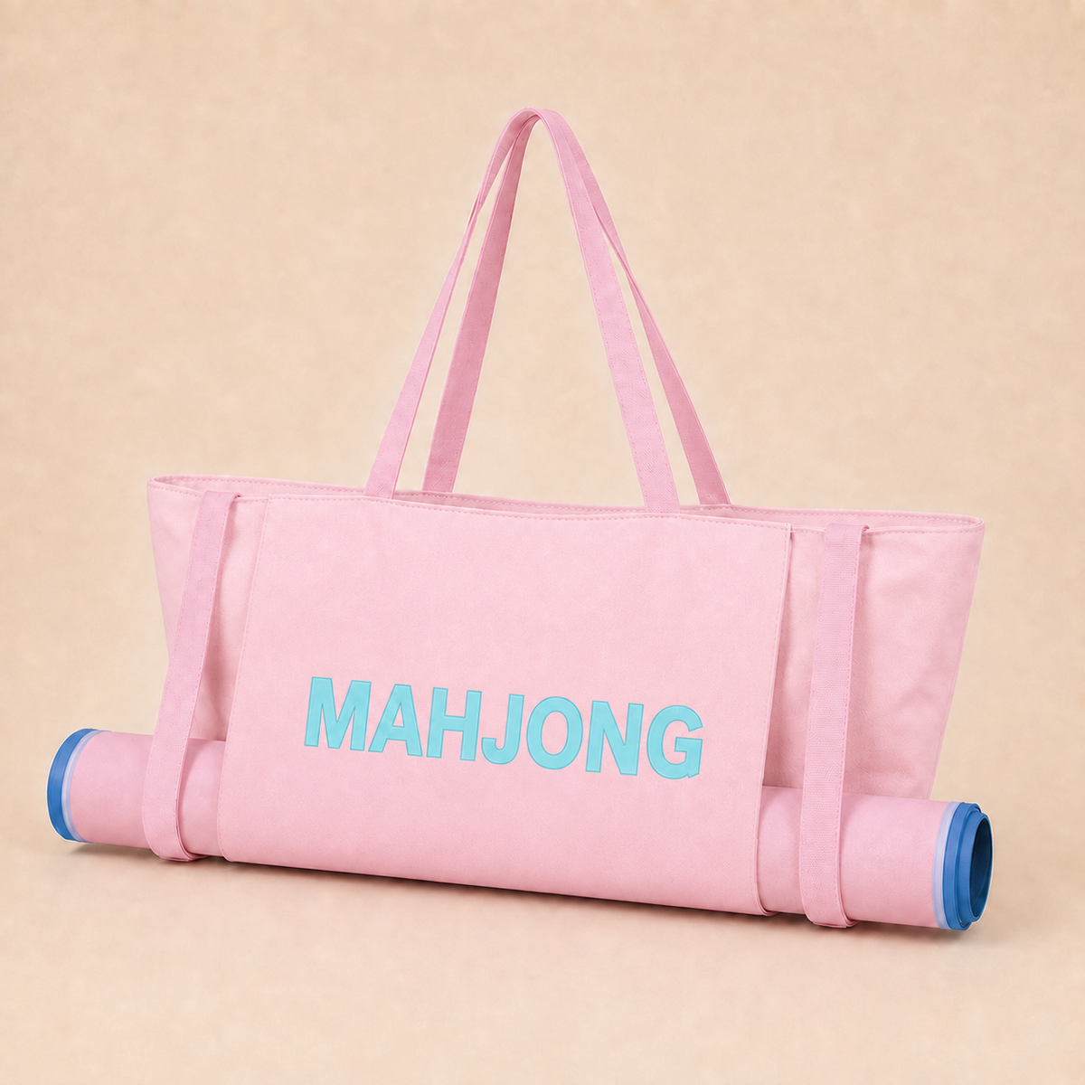 Soft Pink canvas American Mah Jongg carrying bag — front product view