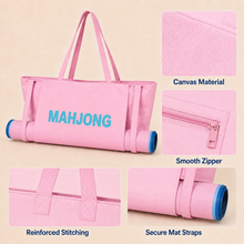 Soft Pink canvas American Mah Jongg carrying bag — construction details