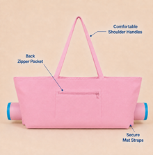 Soft Pink canvas American Mah Jongg carrying bag — back zipper details