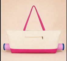 Pink & Ivory canvas American Mah Jongg carrying bag — back view