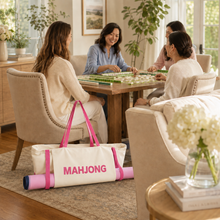 Pink & Ivory canvas American Mah Jongg carrying bag — at game night