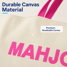 Pink & Ivory canvas American Mah Jongg carrying bag — canvas detail