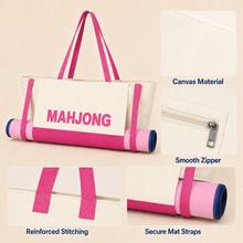 Pink & Ivory canvas American Mah Jongg carrying bag — construction details