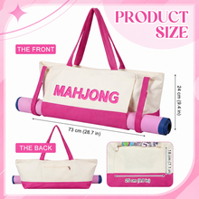 Pink & Ivory canvas American Mah Jongg carrying bag — product size overview