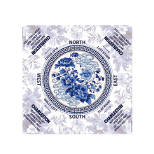 Porcelain Garden American Mah Jongg mat shown flat from above with the complete design and all four edges visible
