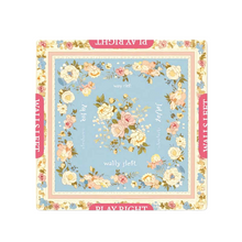 Powder Blue Rose American Mah Jongg mat shown flat from above with the complete design and all four edges visible