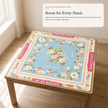 Powder Blue Rose American Mah Jongg mat — game-night lifestyle