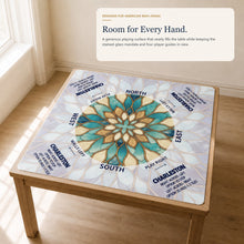 Sea Glass Lotus American Mah Jongg mat — game-night lifestyle