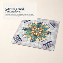 Sea Glass Lotus American Mah Jongg mat — editorial hero
