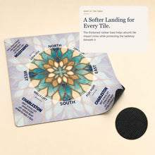 Sea Glass Lotus American Mah Jongg mat — cushioned rubber base