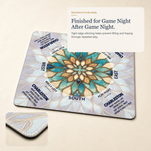 Sea Glass Lotus American Mah Jongg mat — stitched edge