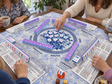 Amethyst Garden American Mah Jongg tile set arranged on a table during a game with friends