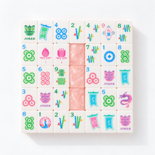 Blush Lotus American Mah Jongg tile designs arranged around a pink marbled tile back