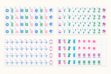 Complete layout of Coral Lotus American Mah Jongg tile faces with lotus flowers, bamboo and Joker masks