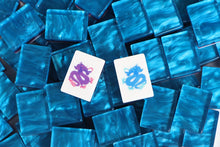 Sapphire Pavilion American Mah Jongg dragon tiles on deep blue marbled tile backs